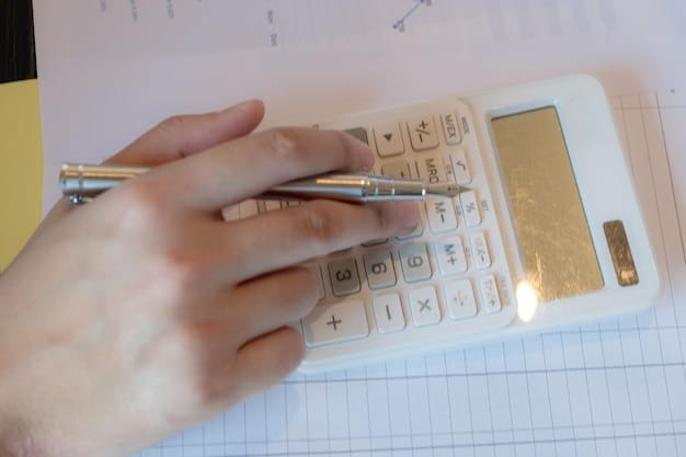 A close-up shot of a person's hands holding a calculator over a financial document filled with graphs and numbers, highlighting the complexity of pension calculations.