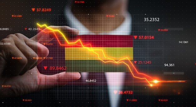 Close-up of a graph showing fluctuating interest rates with the Spanish flag subtly superimposed in the background, symbolizing the interplay between national economics and investment returns.