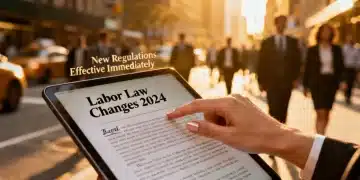 Detalhe de documento legal sobre mudanças nas leis trabalhistas