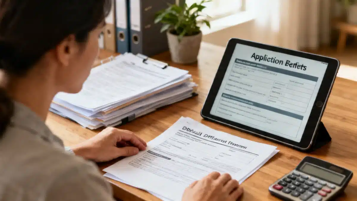 Pessoa analisando documentos e formulários para solicitar benefícios e isenções para PcD em 2026.