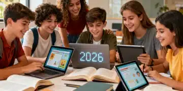 Estudiantes diversos utilizando recursos educativos abiertos en España en 2026