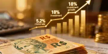 Gráfico financeiro com cédulas de Real, simbolizando rentabilidade e segurança em CDBs e LCIs em 2026.