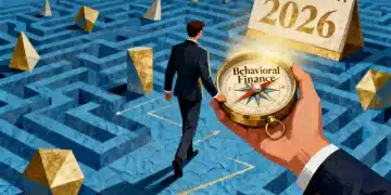 Pessoa navegando por investimentos em 2026 com finanças comportamentais