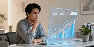 Gestão de Dívidas 2026: Quitação Eficaz e Economia de Juros Pessoa analisando gráficos financeiros digitais, representando a gestão estratégica de dívidas em 2026.