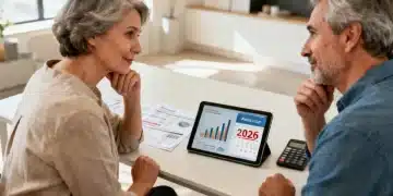 Casal planejando aposentadoria com informações sobre a Previdência Social 2026