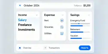 Planejamento Financeiro 2026: Metas, Orçamento e 10% do Salário em 3 Meses Ilustração de planilha de orçamento com categorias de receitas e despesas.