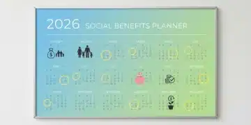 Calendário detalhado de pagamentos de benefícios sociais para o ano de 2026, com datas marcadas e ícones representativos de auxílios e programas sociais.