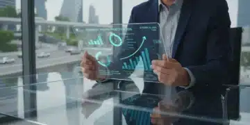 Pessoa analisando documentos financeiros e gráficos digitais sobre previdência privada em 2026.
