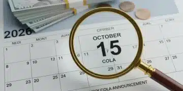 Calendar page for 2026 with a magnifying glass, symbolizing future COLA adjustments