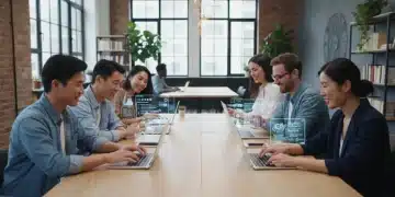 Adult learners engaged in online education, focusing on digital trends for 2026.