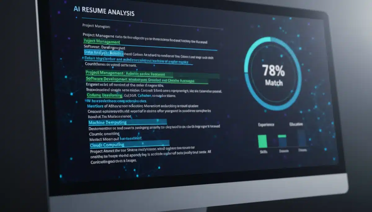 AI resume analysis highlighting keywords and skill matching