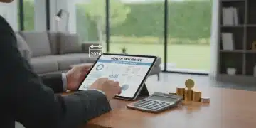 Person analyzing insurance policies on a tablet to find savings opportunities for 2026.