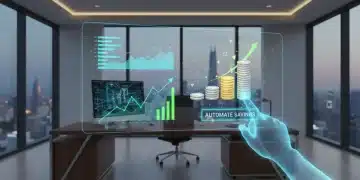Futuristic digital dashboard showing automated savings growth