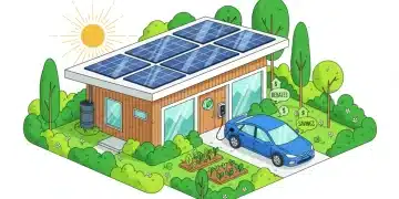 Eco-friendly home with solar panels and electric vehicle, representing 2026 state environmental rebates.