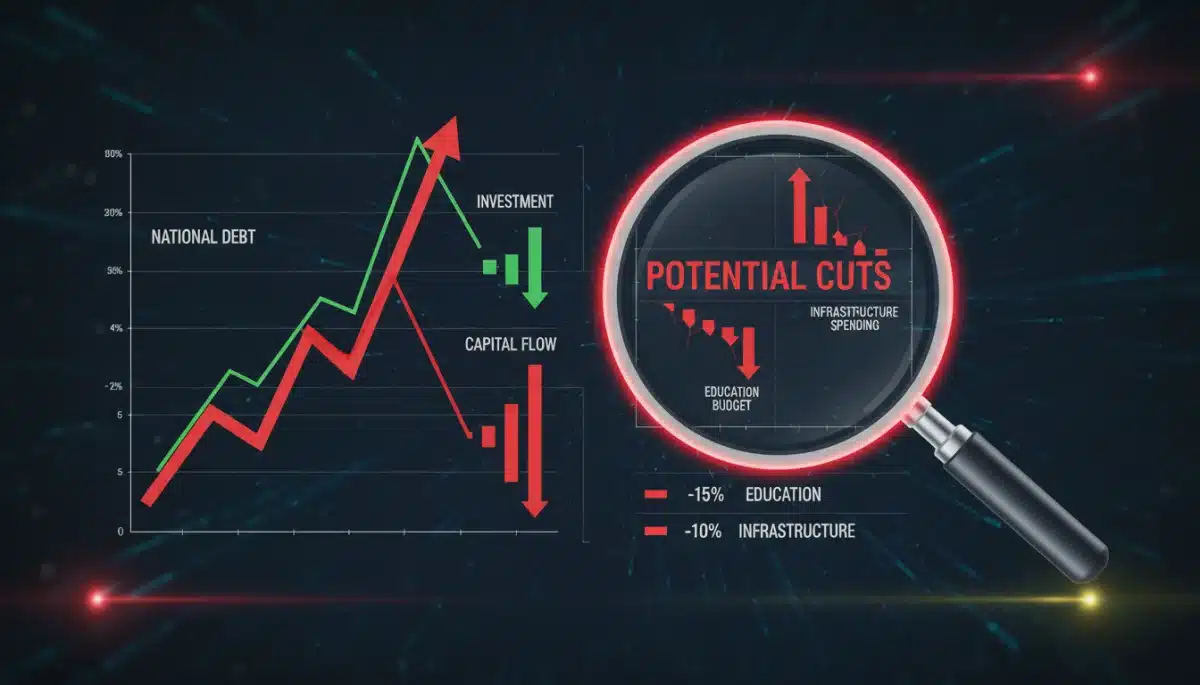 Economic indicators showing potential budget cuts affecting various sectors.