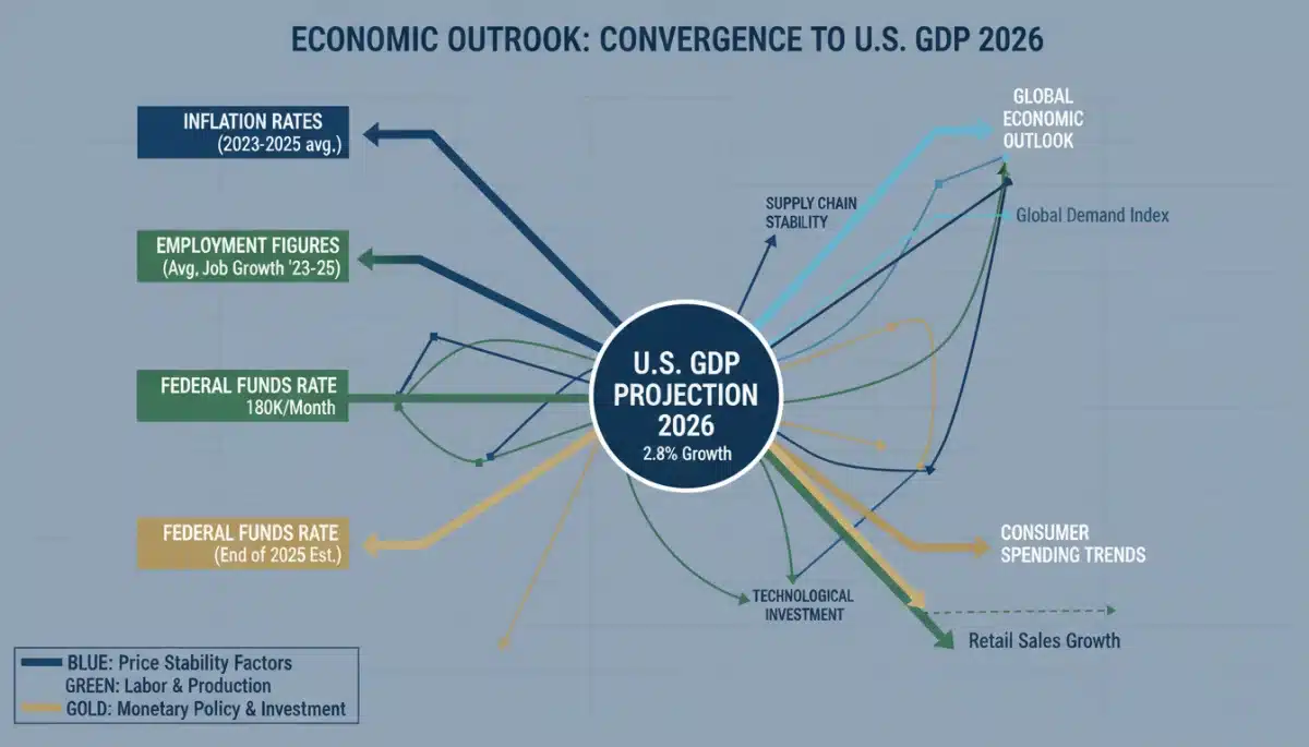 Chart illustrating key economic indicators influencing U.S. GDP forecast for 2026