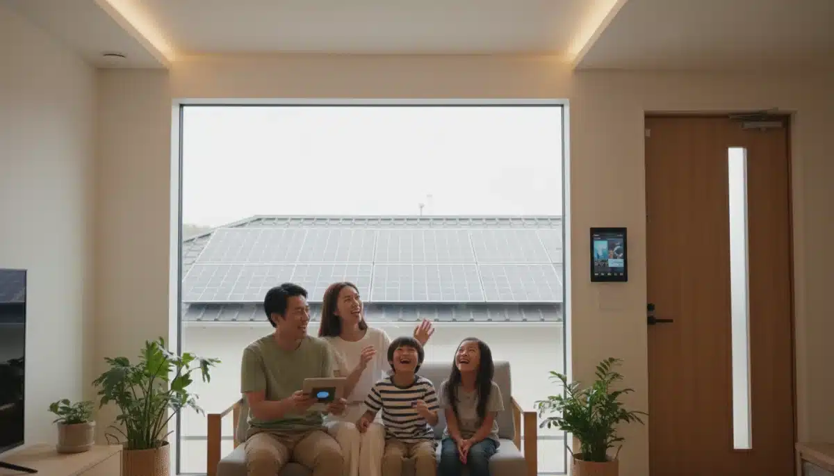 Family benefiting from energy efficiency upgrades in their home.