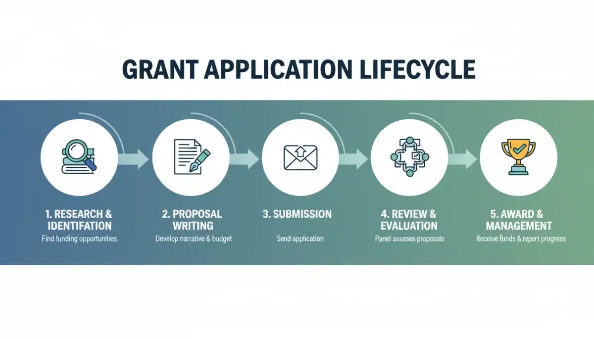 Infographic of federal grant application lifecycle