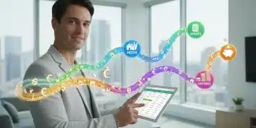 Financial planning with 50/30/20 budget rule on tablet