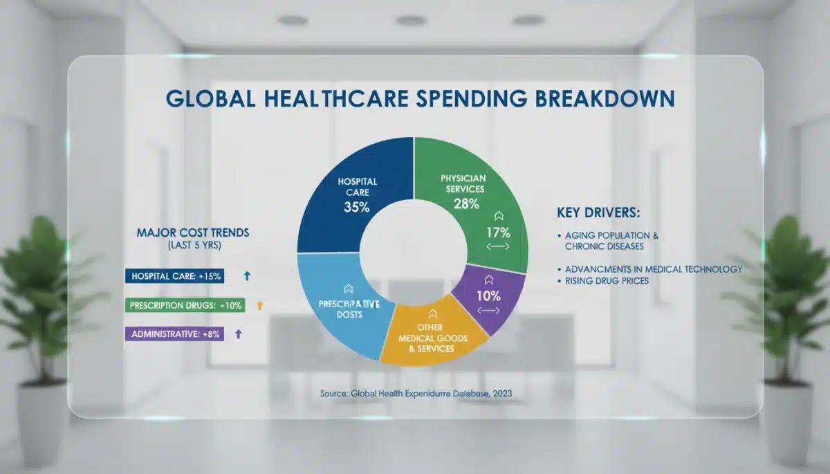 Breakdown of national healthcare spending categories and their projected growth