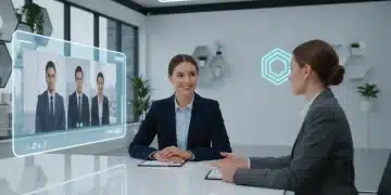 Candidate confidently engaging in a hybrid job interview