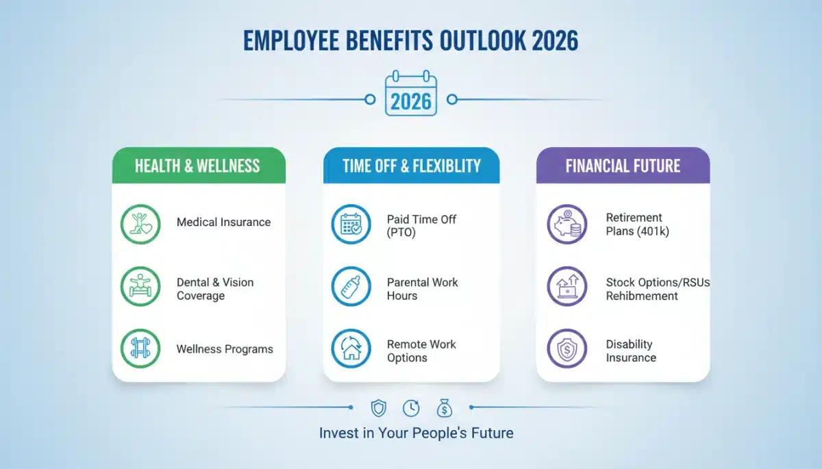 Infographic detailing types of state-mandated employee benefits for 2026