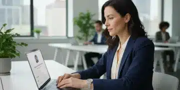 LinkedIn Profile 2026: 8 Steps to Attract Recruiters Professional woman optimizing LinkedIn profile on laptop