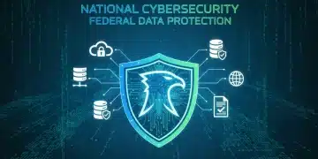 Digital shield protecting data, representing national cybersecurity guidelines