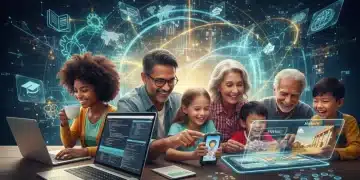 Diverse individuals learning new skills online in 2026