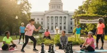 Seniors engaging in state-funded community activities for well-being