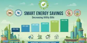 Infographic illustrating state energy efficiency initiatives and projected utility bill reductions by 2026.