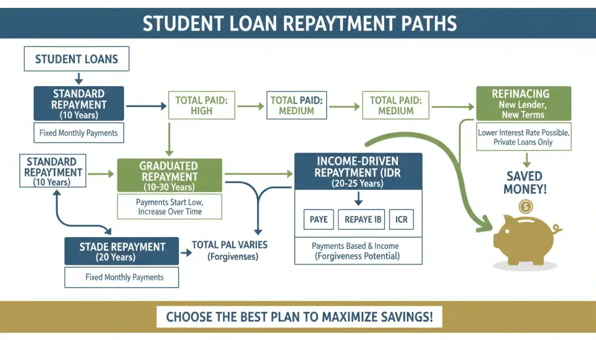 Flowchart comparing various student loan repayment plans and their benefits