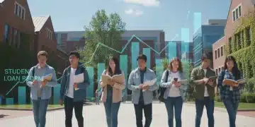 Students on campus discussing federal student loan program changes