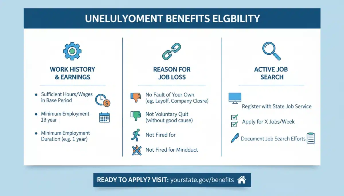 Infographic detailing unemployment benefit eligibility criteria