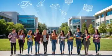 Students walking on a university campus, symbolizing state-funded educational opportunities.