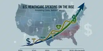 Rising graph of U.S. healthcare spending projections towards $5 trillion by 2026