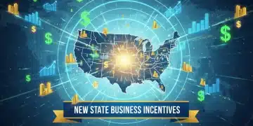 Illustration of financial growth and investment across the US, symbolizing state business incentives for 2026.