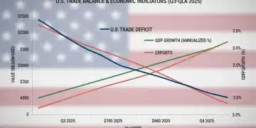 Graph illustrating the 5% reduction in U.S. trade deficit in Q4 2025, with projections for 2026.